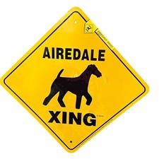 Airedale Xing Yellow Warning Sign Farm Decor New