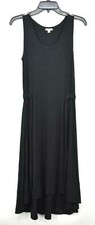Gap Womens Black Sleeveless Round Neck Belted Asymmetrical Maxi Dress Size XS