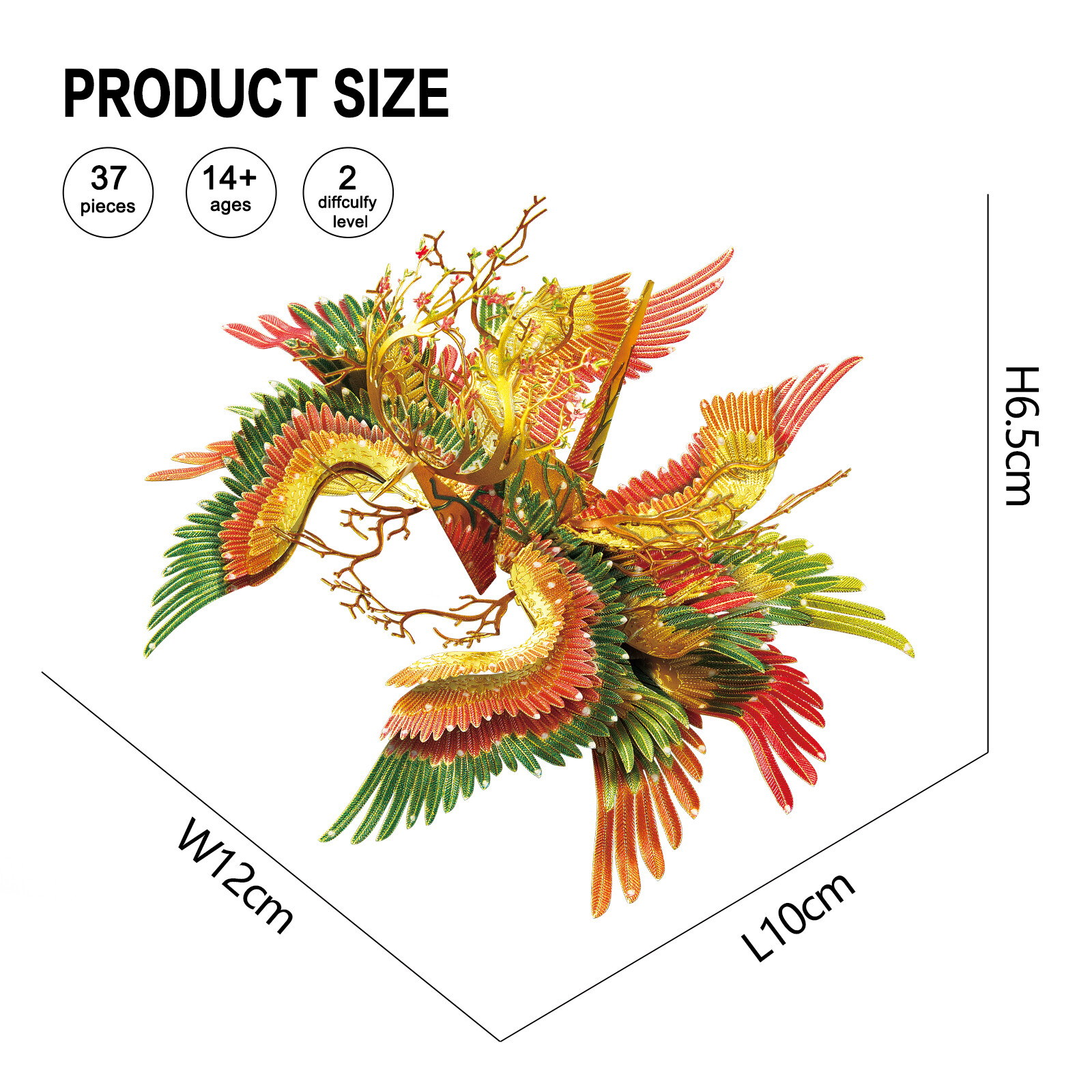 Piececool 3d Puzzles Wishing Blessing Metal Crane Model Kit Holiday Gift