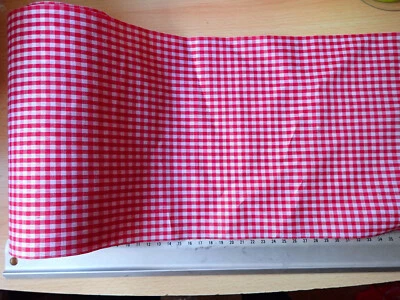 1 m CREApop Tischband weiß rot kariert - Hobby Fun - Baumwollstoff 20cm breit