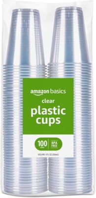 100-Pack 9 oz Clear Disposable Plastic Cups | Heavy Duty Party Cups | BPA-Free