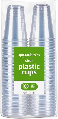 100-Pack 9 oz Clear Disposable Plastic Cups | Heavy Duty Party Cups | BPA-Free