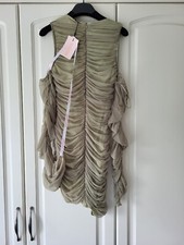 Missguided Cold Shoulder All Over Ruched Dress, Khaki Size 10 BNWT