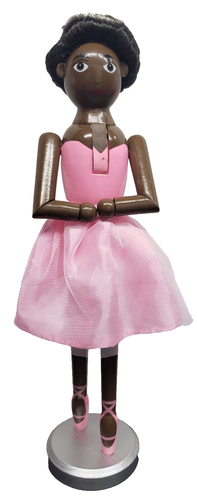 Wooden Christmas Nutcracker, 16", BLACK FEMALE BALLERINA IN PINK DRESS, Ashland - 第 2/17 張圖片