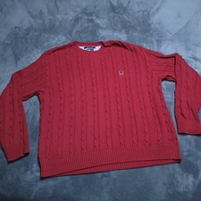 Tommy Hilfiger Cable Knit Sweater Large Red Long Sleeve Crewneck