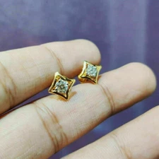 1Ct Lab Created Diamond Solitaire Stud Womens Earrings 14K Yellow Gold Finish