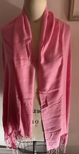 Wisteria Wrap, Scarf, Shawl Pink Fringe Rayon India Women’s 72” L X 31” W
