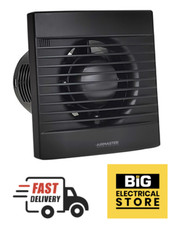 Airmaster 100mm 4 Inch Bathroom Extractor Timer Fan Matt Black Designer Grill
