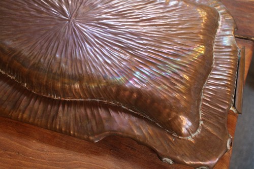 LARGE ANTIQUE SOLID COPPER TRAY 50CM X 29.5CM - Imagen 9 de 10