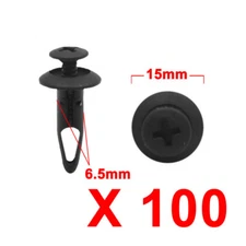 100Pcs Black Plastic 6.5mm Hole Dia Car Push Rivets for Ford Mondeo