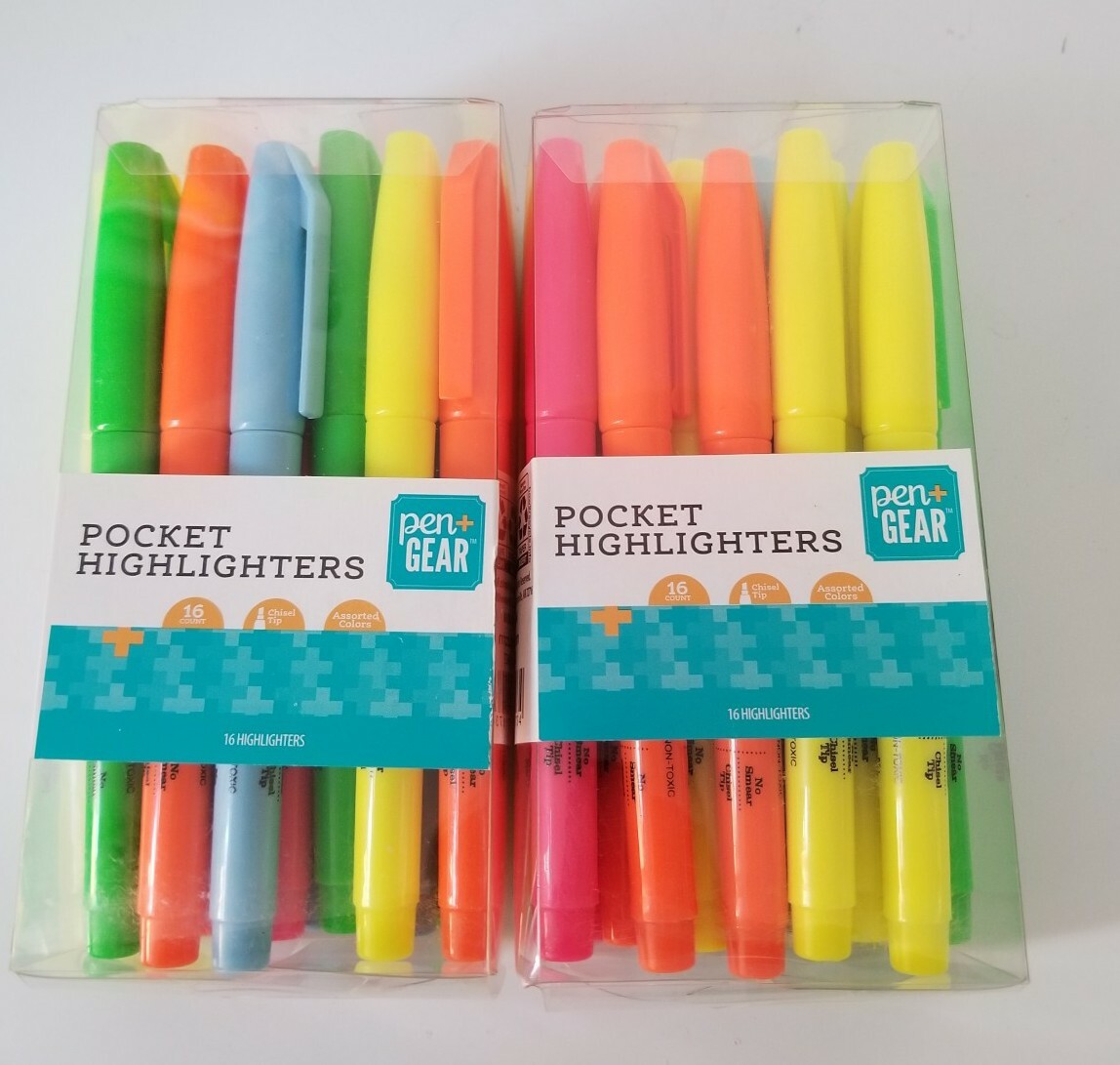 Pocket Highlighters Markers Set 16 Count Multi Colors Chisel Tip Pen