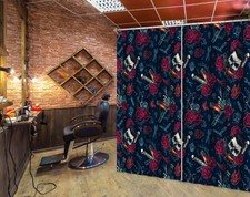 3D Rose Art A4060 Barber Shop Photo Curtain Window Blockout Fabric Amy 2023