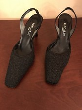 Pancaldi Black Beaded Italy Heels 7.5b