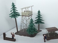 RANGER / FIRE LOOKOUT TOWER with FIGURES & DETAILS - N Scale BUILT UP - NEW