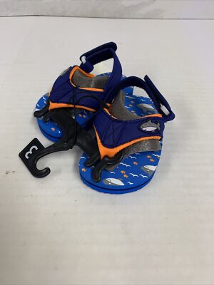 Walmart Infant Toddler Boys Blue Shark Sandals Flops Size NEW