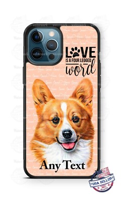 Welsh Corgi Dog Face Love Word Personalized Phone Case Cover for iPhone Samsung