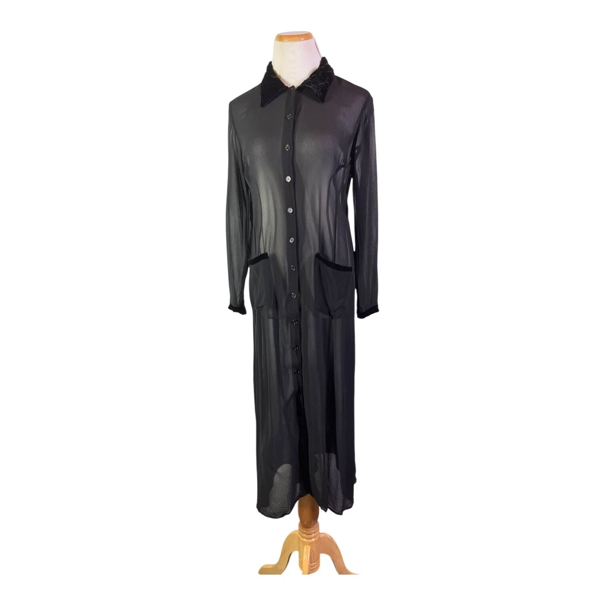 chinese dress ladies Ivory Sheer Organza Belted Shirt Collar Maxi Dress