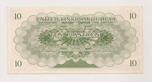 1951 Vereinigtes Königreich Libyen 10 Piastres.......Präfix K/15 - Bild 2 von 2
