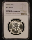 1959-D Franklin Half Dollar - 50c NGC MS66 FBL - Full Bell Lines - Tough Coin!