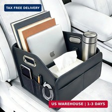 Car Storage Organizer Foldable PU Leather Front Seat Caddy