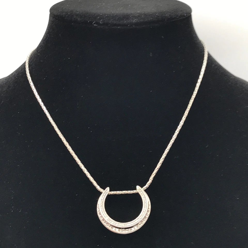 Brighton Pendant Necklace Crystal Lucky Moon Reversible Silver Plate 16.5-18.5" - Image 3 of 4