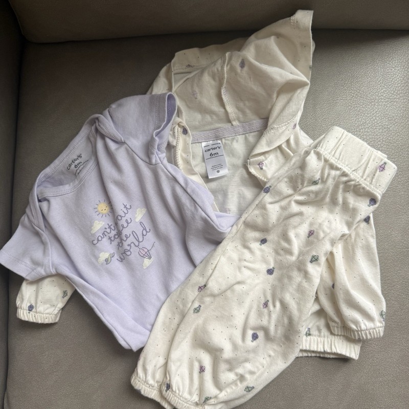 Girl 3-Piece Hot Air Balloon Cardigan Set