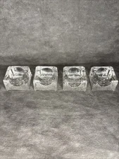 Vintage Set of 4 Clear Pressed Cut Glass Salt Cellars Open Salts