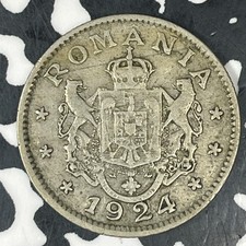 1924 Romania 1 Leu Lot#C8284