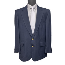 NWOT Stafford 44R Blazer Mens Navy Gold Buttons Wool Blend Sport Coat Classic