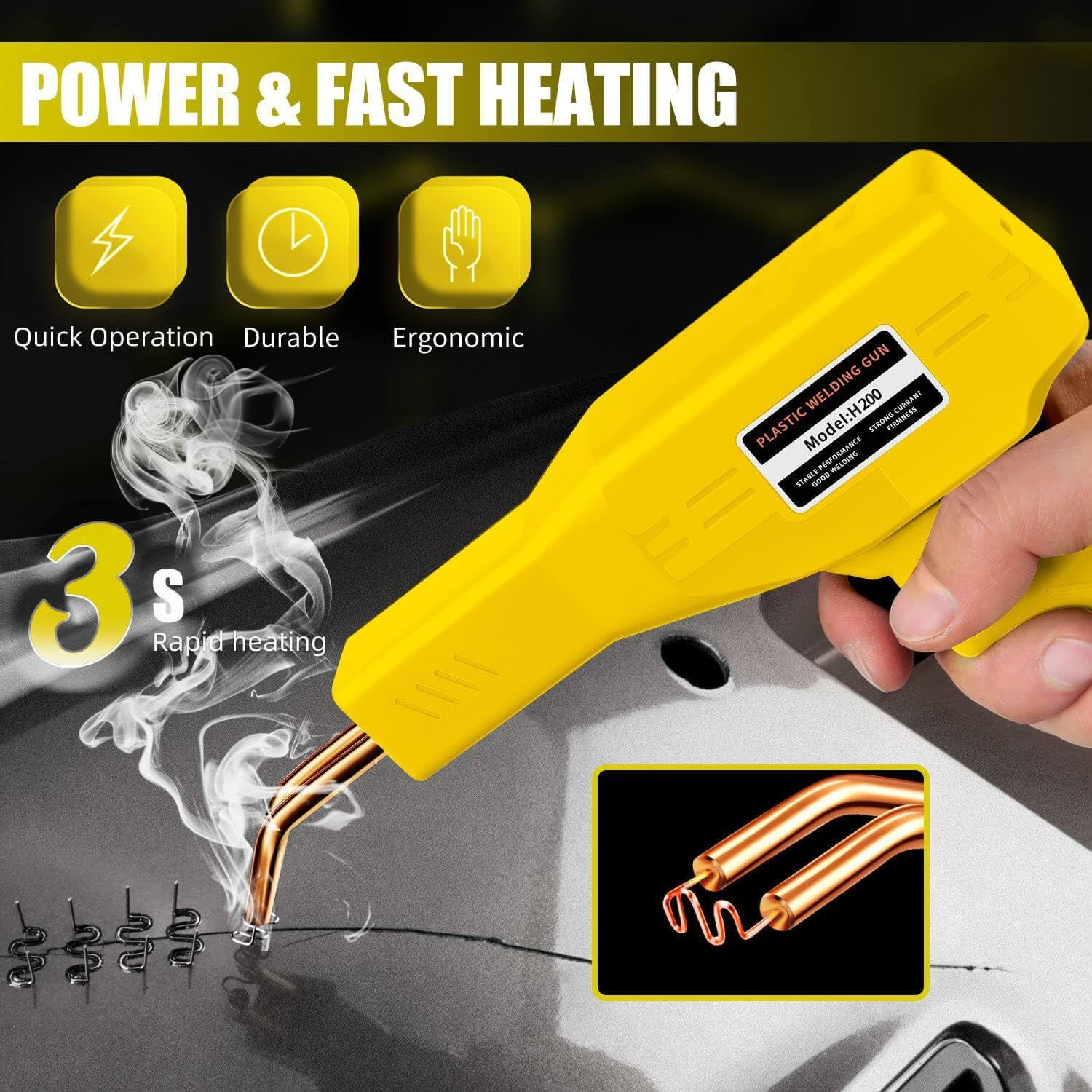 200W Plastic Welder, 2000PCS Staples 10PCS Sandpaper, Plastic welding Kit, Pl...