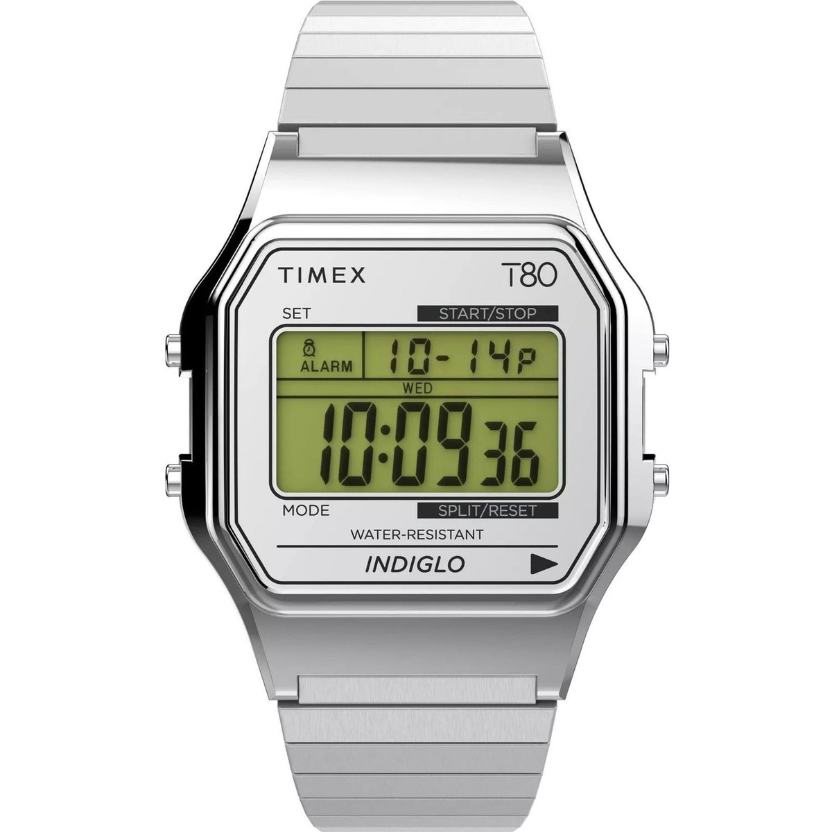 TIMEX T80 デジタル時計 シルバー Timex Men's Watch T80 Digital Dial Silver Tone Steel Bracelet