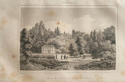 Antique 1840 Engraving United States House of Johson in The Country of Mohawks