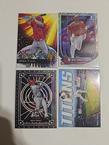 Mike Trout Card Lot Of 4 Meteoric Rise Bowman Mythical Titans