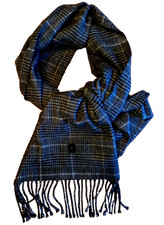 CHAPS by Ralph Lauren Men's Black/Gray/White Scarf Academia Preppy Plaid Winter