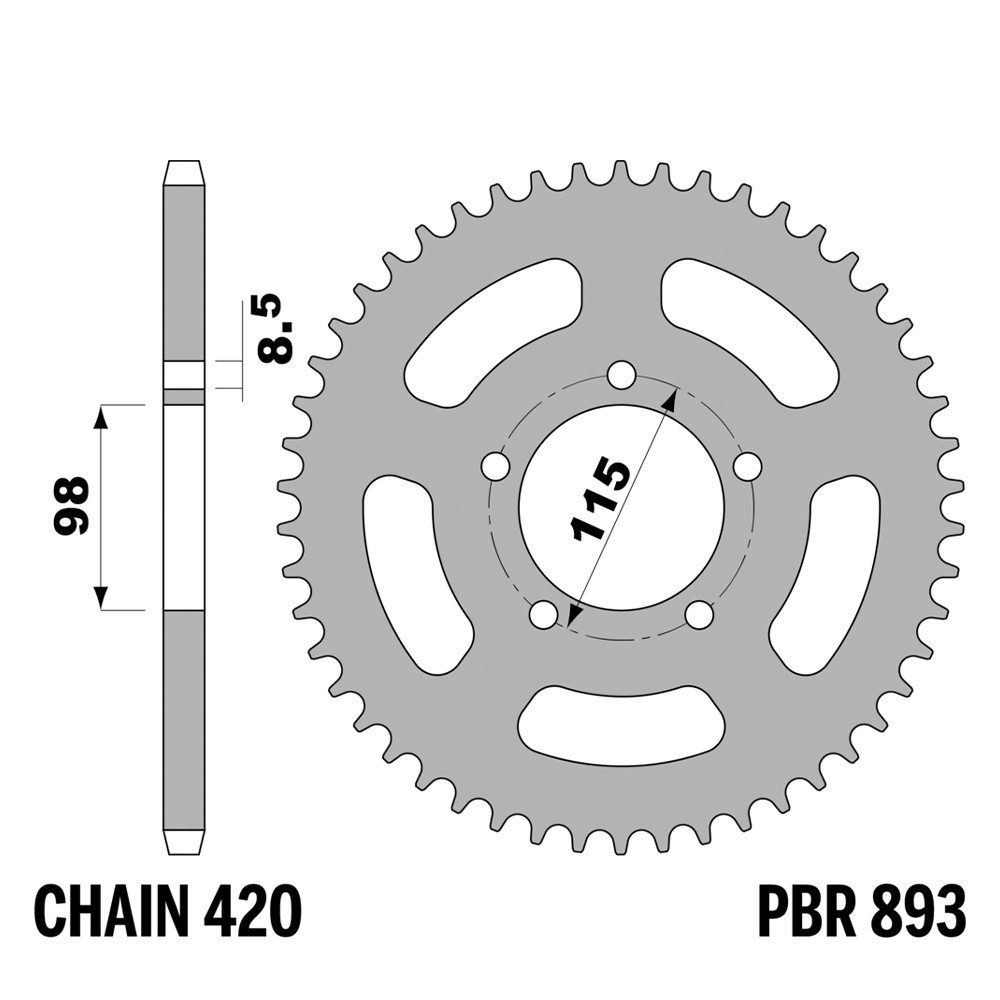 Pignon arrière PBR 420 couronne 46 dents moto KTM SX 60 annee 1998 1999 2000 2001