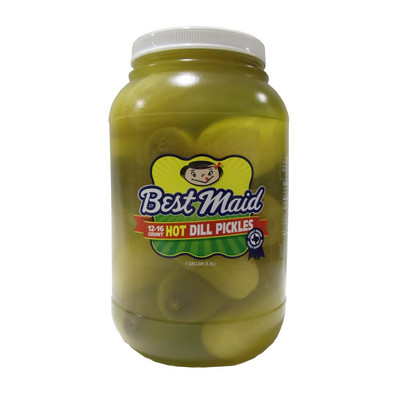 Hot And Spicy Whole Dill Pickles 128 Fl Oz Best Maid 1 Gallon Plastic Jar