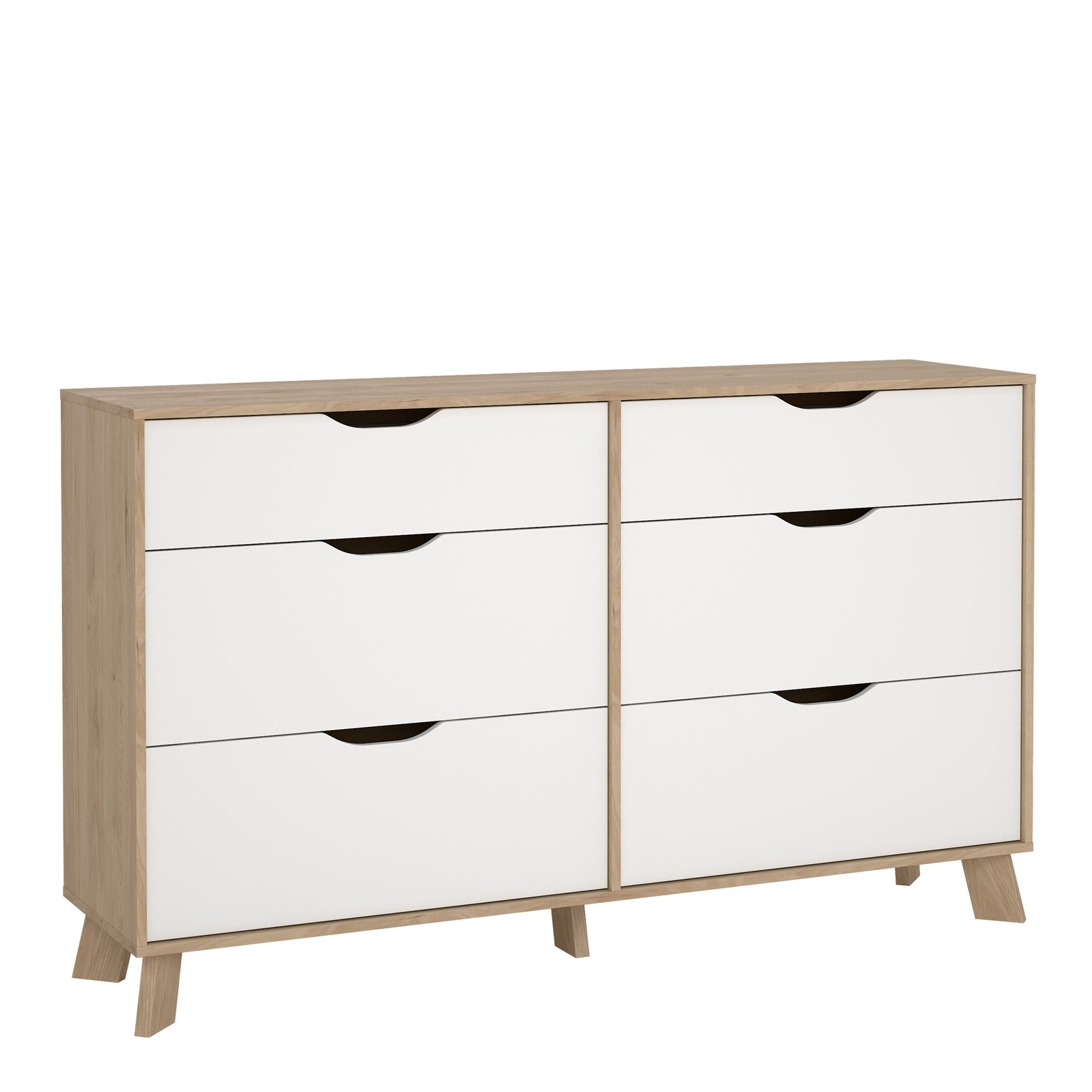 Modern 6-Drawer Double Dresser with Cutout Handles - Hickory & White, 156cm