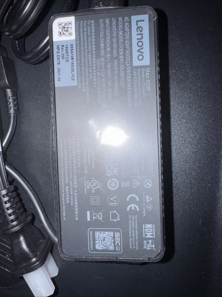 65W USB-C Charger Type-C Adapter For Lenovo ThinkPad X1 Carbon Yoga ADLX65YLC3A - Image 4 of 4