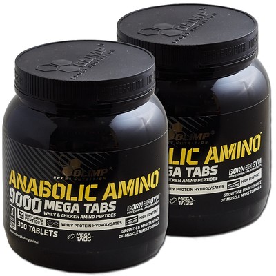 (64,92 EUR/kg) 2x Olimp Anabolic Amino 9000 Mega Tabs 300 Tabletten BCAA Eiweiß