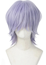 Topcosplay Men'S Anime Light Purple Short Hair Role Playing Wig Halloween Carniv