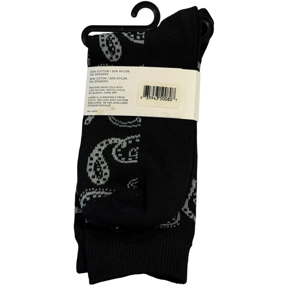 Calcetines Anne Klein negros con estampado de cachemira para mujer talla 9-11 mezcla de algodón Foto 2 de 4