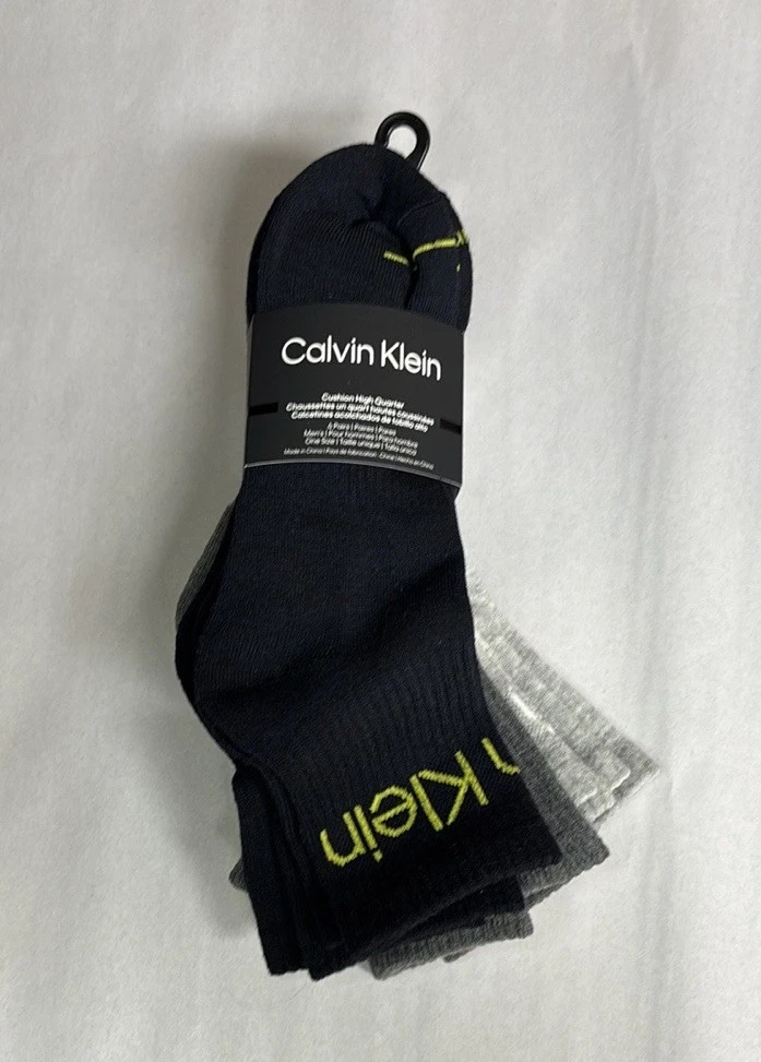 New Calvin Klein Socks Men’s 6 Pairs Multicolor Cushion High Quarter Sock Casual