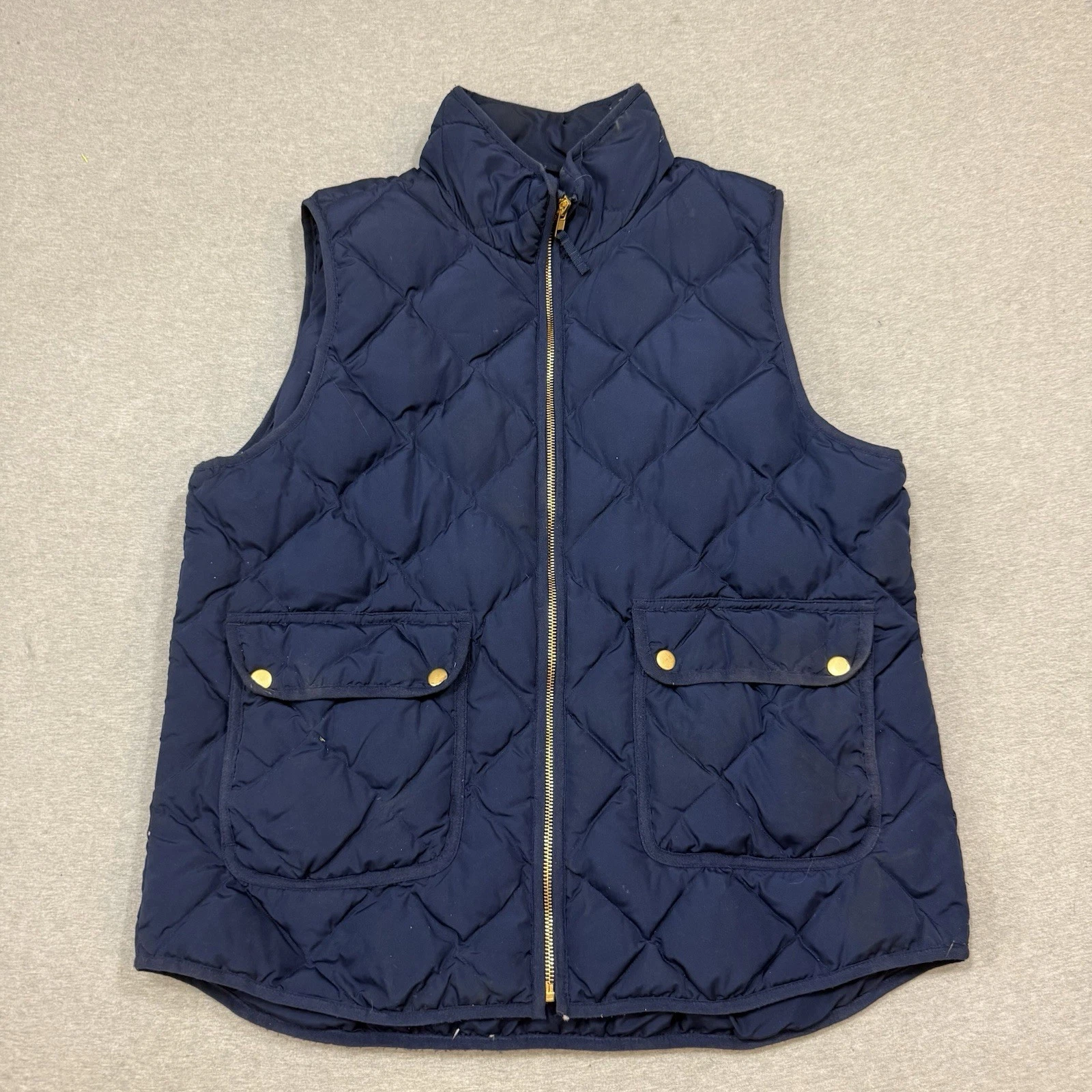 Woolrich Down Puffer Vest Adult XL Navy Blue Full Zip Quilted Sleeveless Cottage