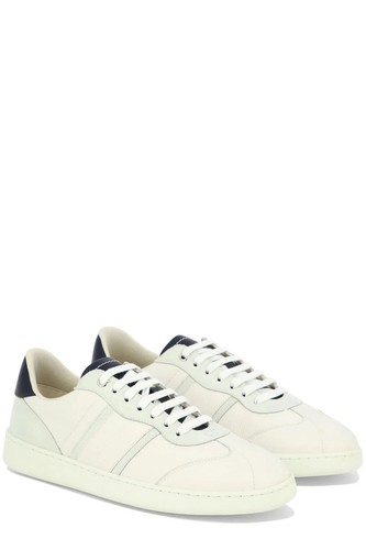 Salvatore Ferragamo Men’s Low Top Leather LaceUp Sneakers White/Navy Sz 9 no box
