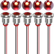 5Pcs 12Mm LED Metal Indicator Light AC/DC 12-24V Waterproof Signal Lamp Pilot...