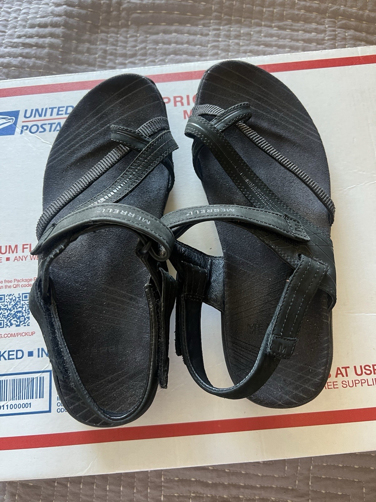 Merrell Freesia Women’s Size 7 Sandals Black Adjustable Straps Toe Loop Casual