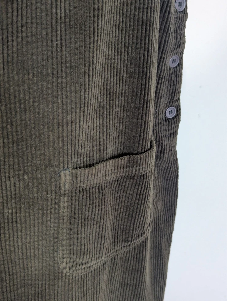 Women Y2K 90's Corduroy Jumper Dress Size L Olive Pockets Cottagecore Minimal - Image 4 of 4