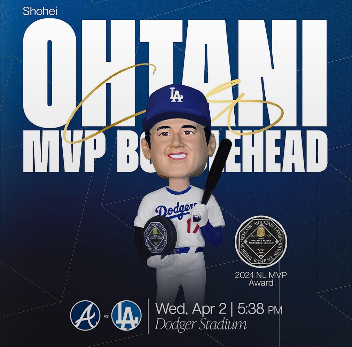 2025 LA Dodgers, Shohei Ohtani MVP Bobblehead, 04/02/2025
