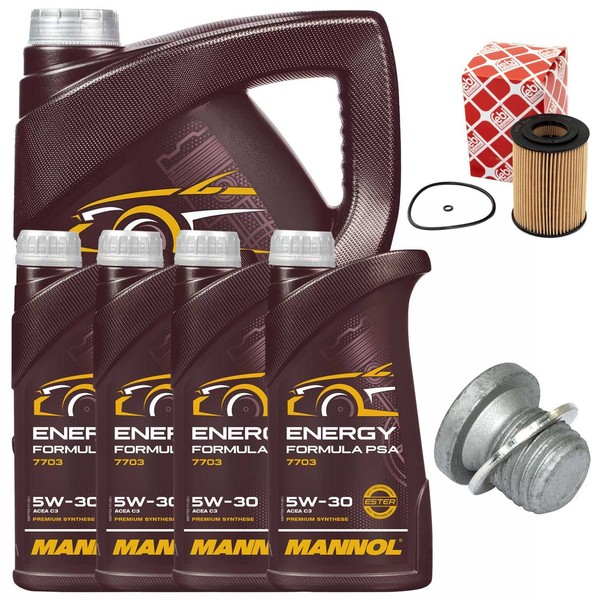 MotoröL Filter Set Mannol 5W-30 PSA 9 Liter + Schraube FüR Mercedes R-Klasse GL-image