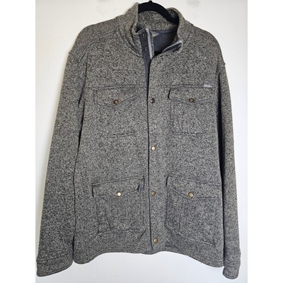 [Gorpcore] Eddie Bauer Sweater Jacket Mens XL Gray Marled Snap Utility Field